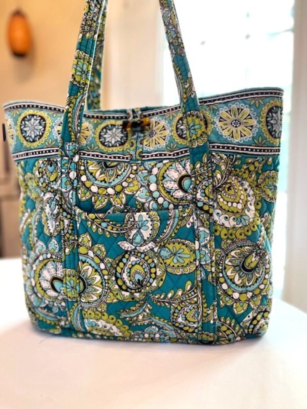 VERA BRADLEY | Peacock Villager Paisley Large Quilted Tote Shoulder Beach Bag